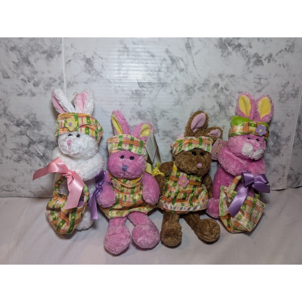 4x 2000 TREAT CETERA Easter Bunny Rabbit 9" Plush Stuffed Animals Pink White